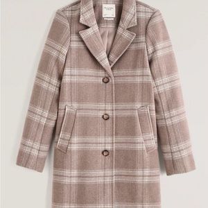 Abercrombie Dad Coat - Oatmeal Plaid size medium